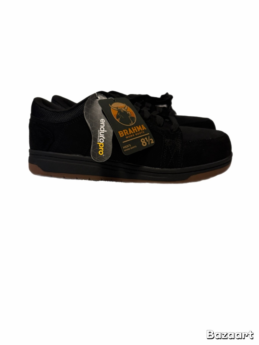 Brahma Black Low-Top Work Sneaker with Brown Outsole